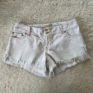 Y2K Abercrombie & Fitch Corduroy Shorts Frayed Hem Pastel Pink Retro Surfer Girl